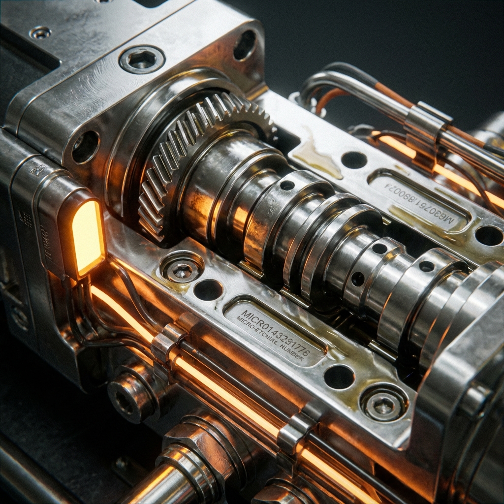 Close-up of a high-precision hydraulic valve assembly